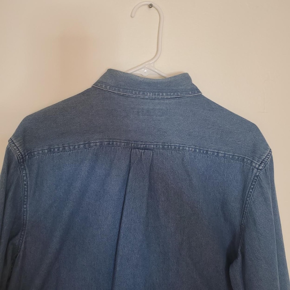 Mens Croft & Barrow Denim Oxford Long Sleeve Button Down Shirt - Picture 7 of 11